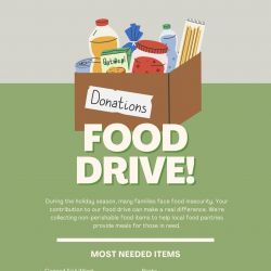 Did someone say Food Drive?! 
Now’s the perfect time to give back! We’re collecting non-perishable food items from now until November 24th.
You can drop off all donations in our leasing office.
Every contribution helps and your generosity can make a real difference for families in need this season.
Check out the flyer for a list of the most needed items.
Let’s make this food drive our best one yet!