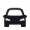 Black car icon viewed from the front on a light background.