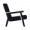 Black silhouette of a modern armchair with angled legs and armrests, viewed from the side on a light background.