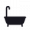 Black silhouette of a bathtub with a curved faucet on a plain light background.